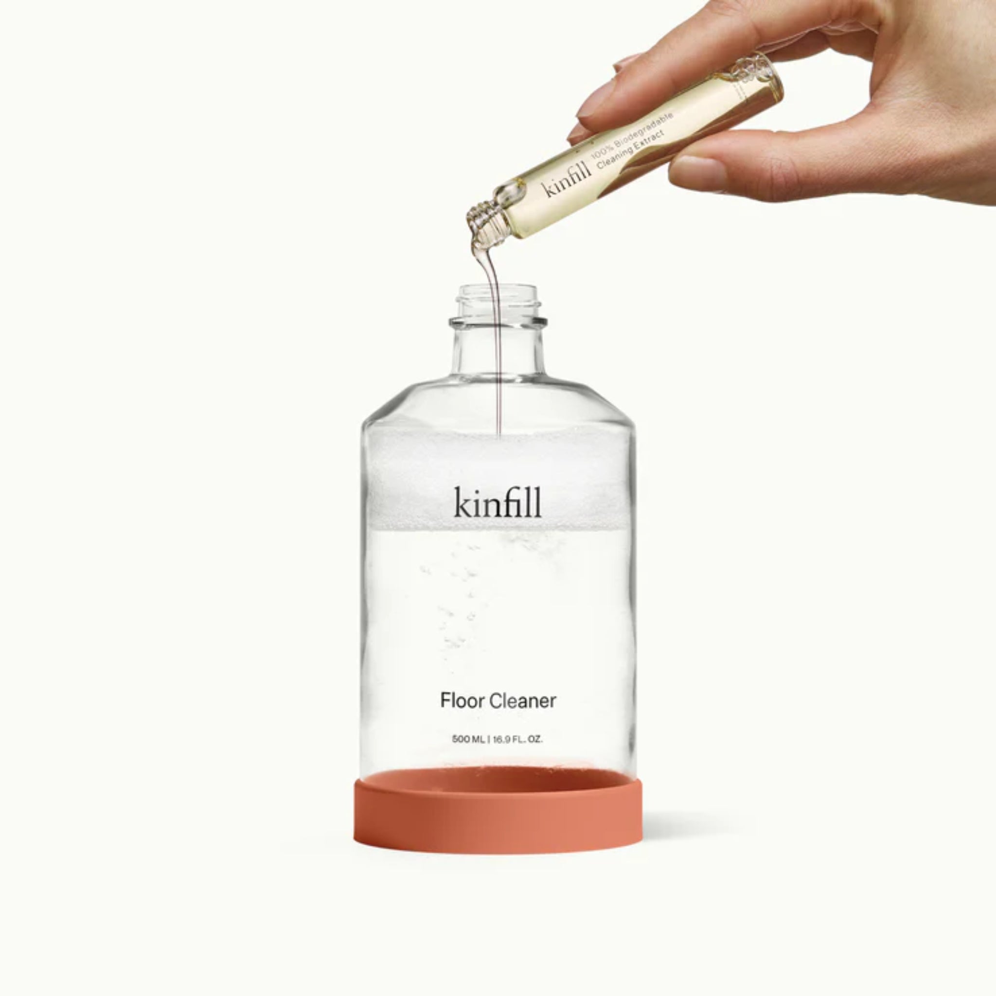 Kinfill Floor Cleaner Refills - Pine Husk in bottle, eco-friendly cleaning solution.