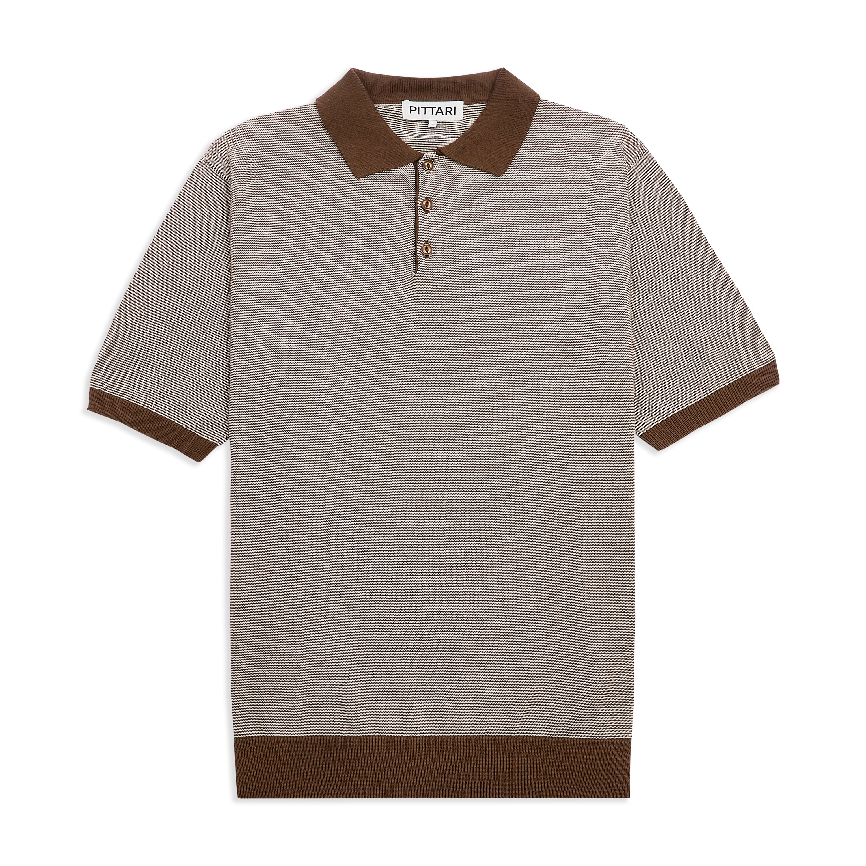 SS Polo Micro Stripe 12GG - Cacao by Pittari, premium shirt.