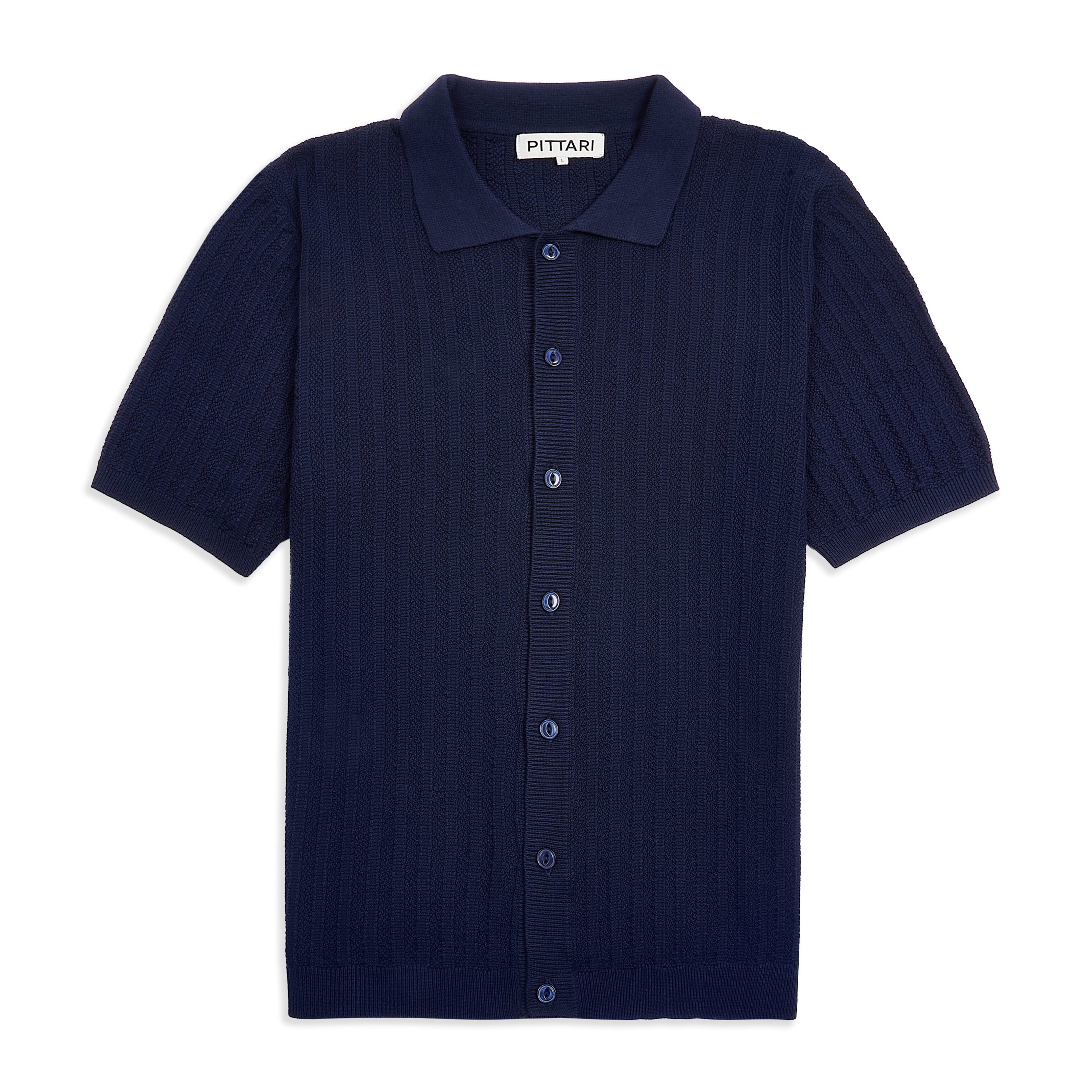Otto Shirt Texture - Navy by Pittari, featuring a sophisticated textured design.
