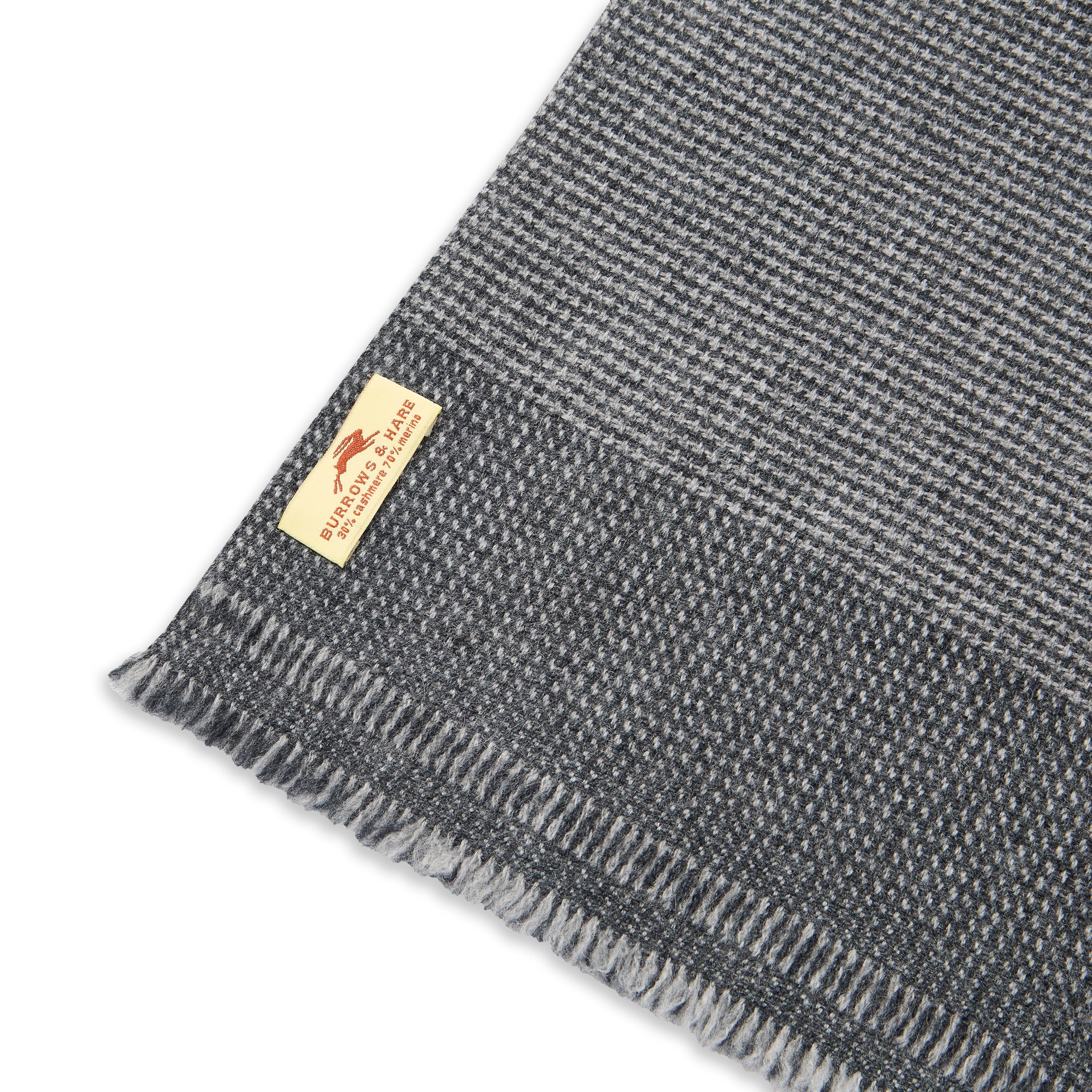 Wool Scarf - Grey Houndstooth