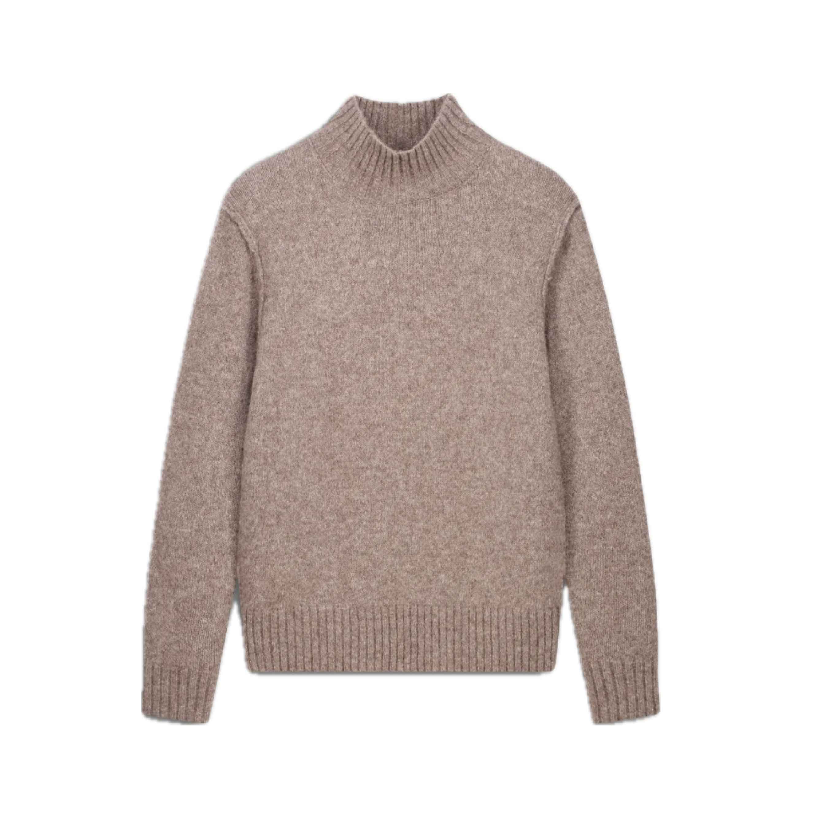 Knitted Pullover Turtle Neck - Mushroom