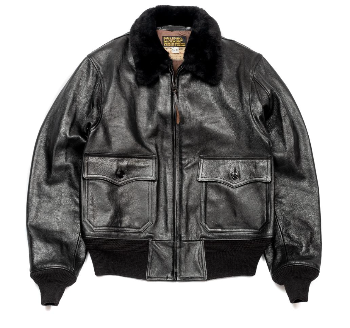 Black AN6552 Goatskin by Buzz Rickson's, crafted in premium black goatskin leather.