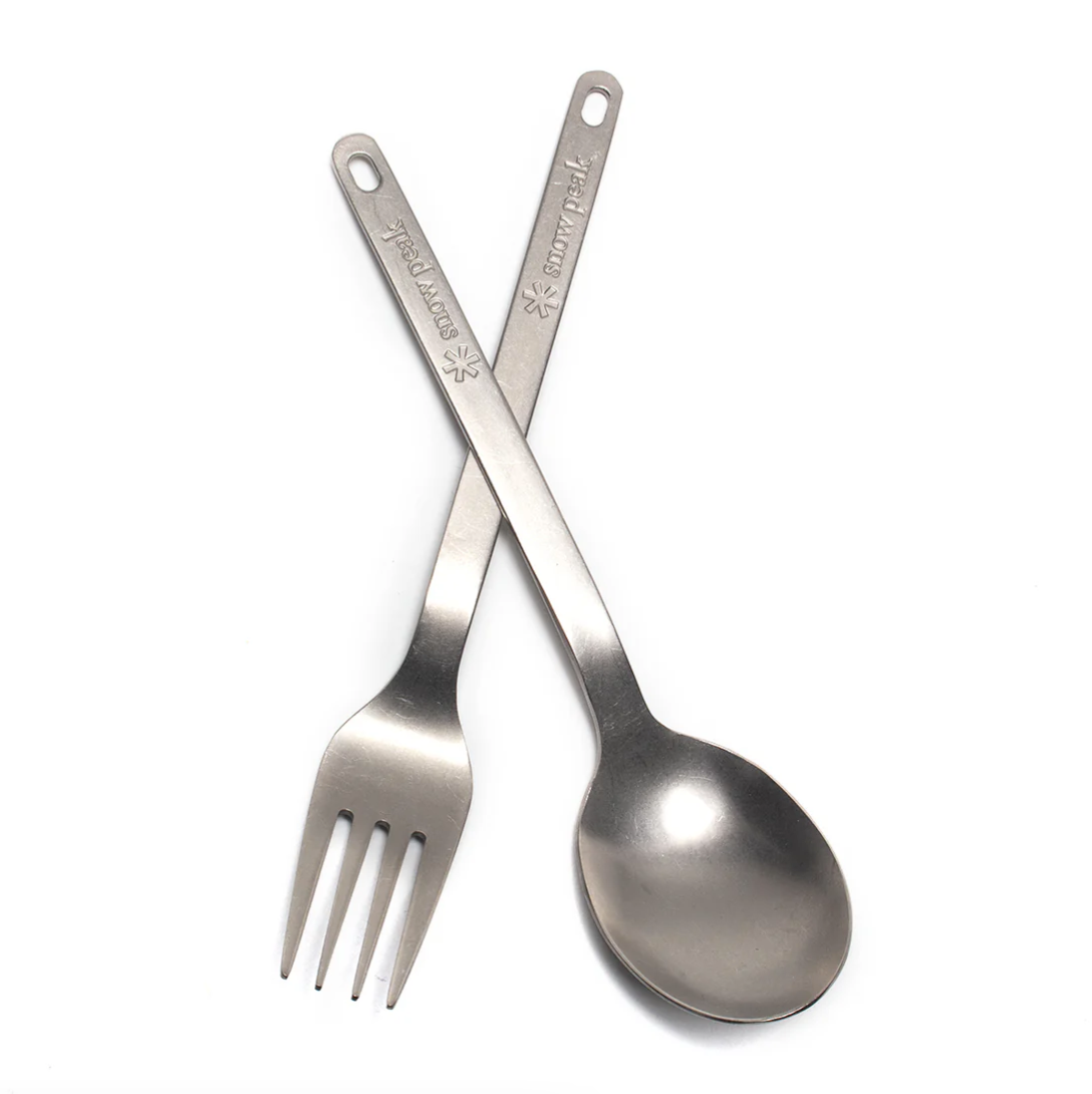 Snow Peak Titanium Fork & Spoon Set — view 1 of 3 | Burrows & Hare