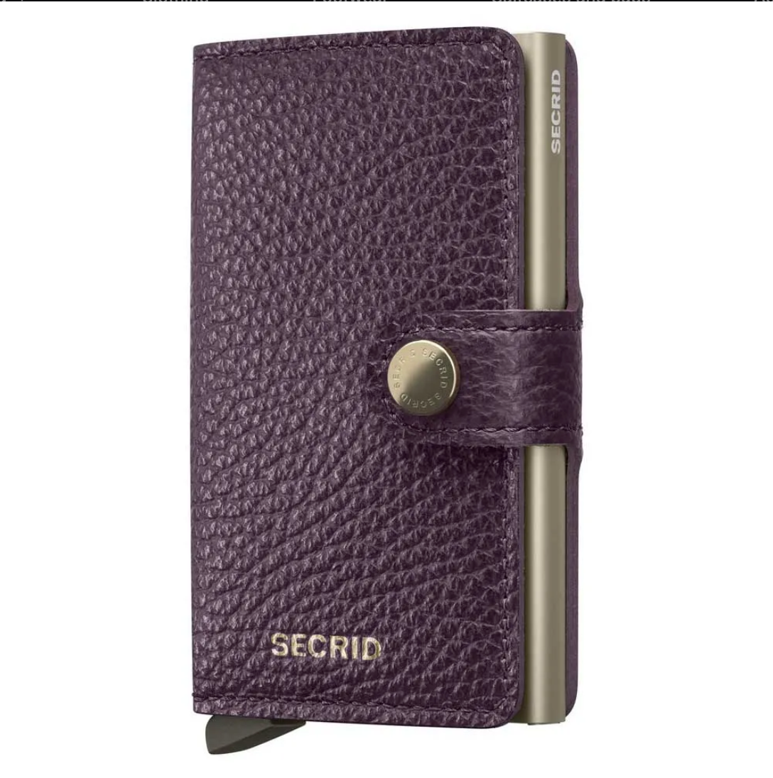 Secrid RFID Miniwallet in Pebble Grain Leather Grape — view 1 of 5 | Burrows & Hare