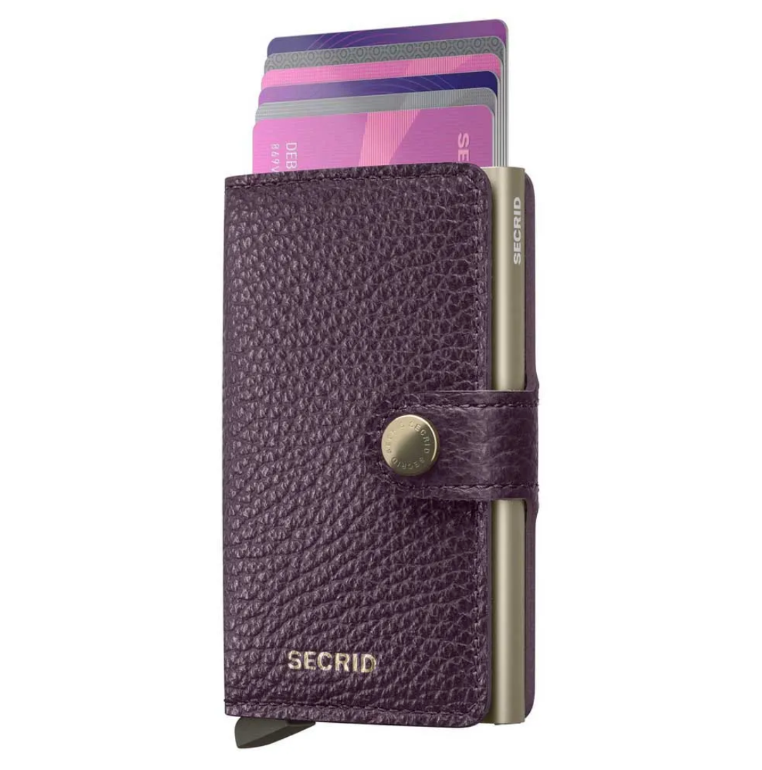 Secrid RFID Miniwallet in Pebble Grain Leather Grape — view 2 of 5 | Burrows & Hare