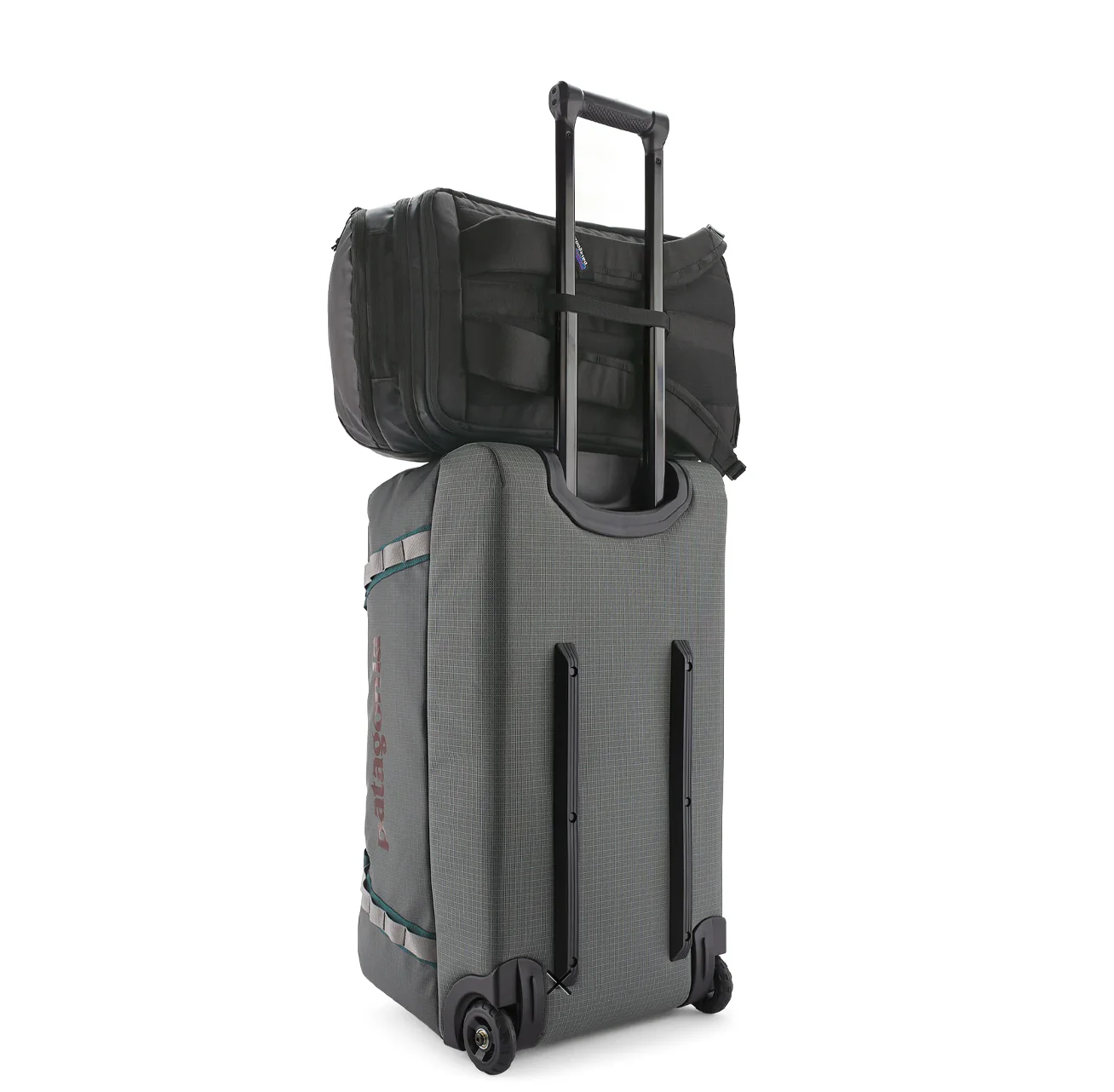 Side view of the Patagonia Black Hole Pack 32L with water bottle pockets.