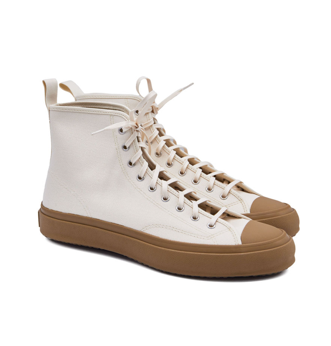 Hi Basket - Natural by Moonstar, cotton canvas high-top shoes. Made in Japan.