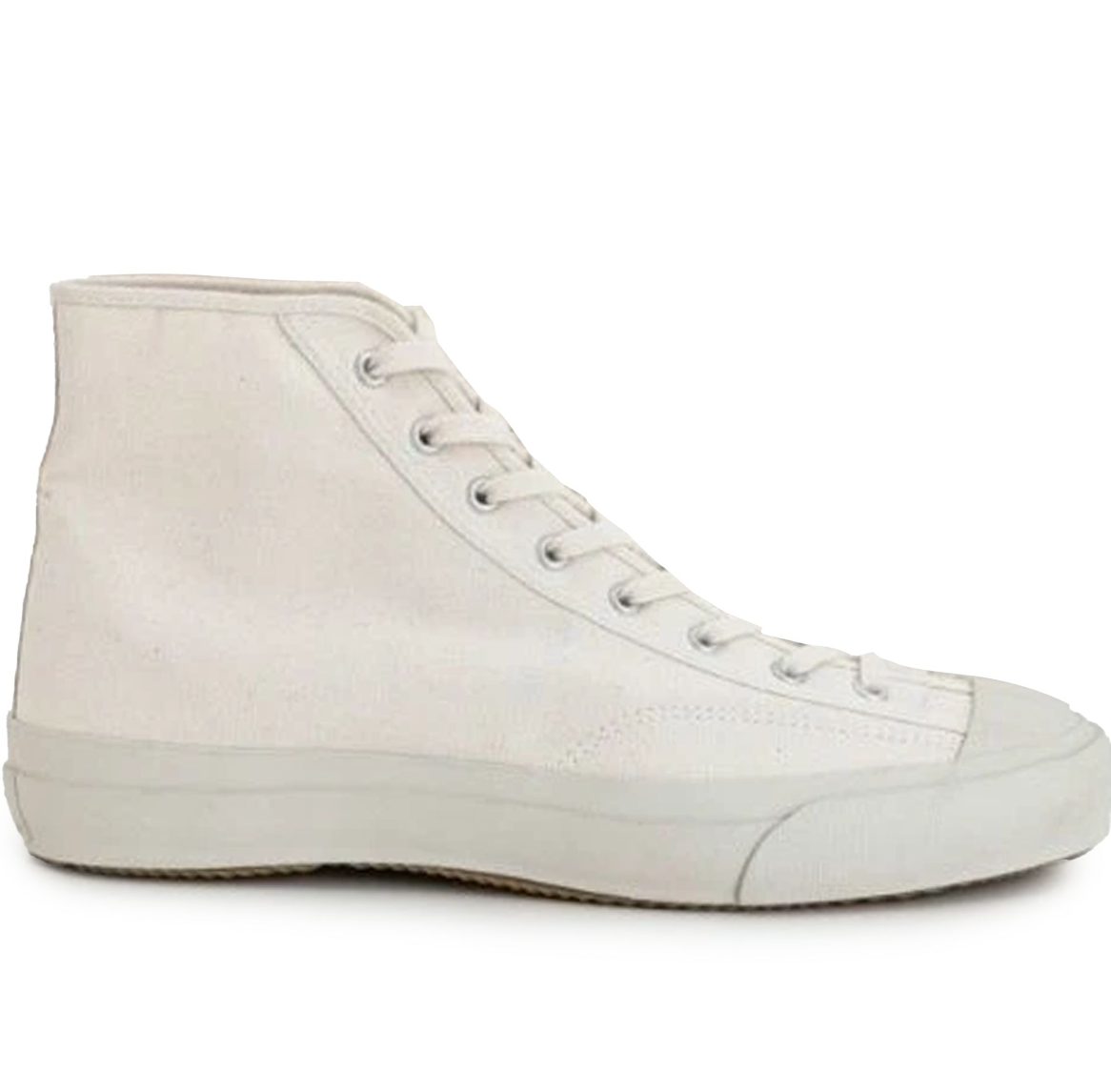 Gym Classic Hi - White by Moonstar, featuring canvas upper and vulcanised rubber sole.