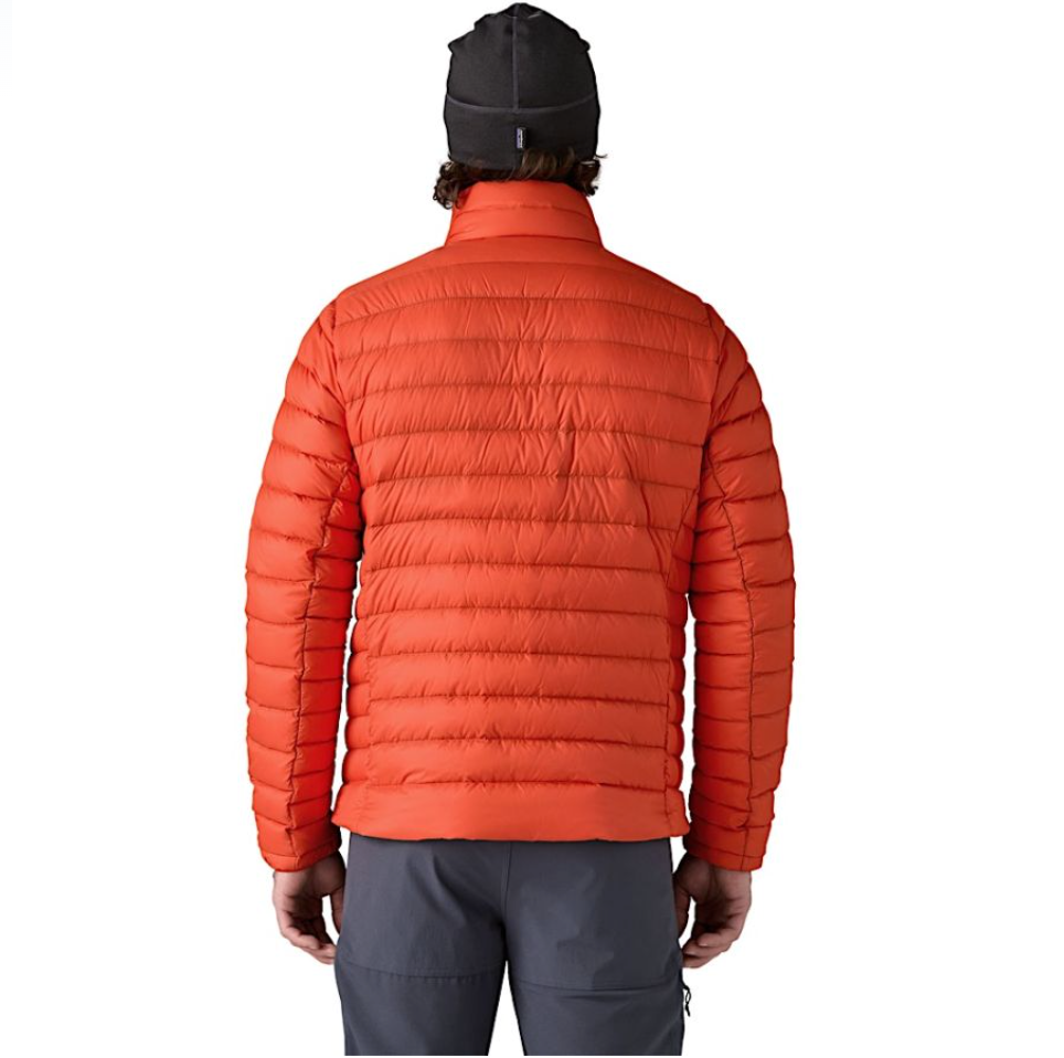 Patagonia Down Sweater in Coal Orange, highlighting its versatile, stylish design.