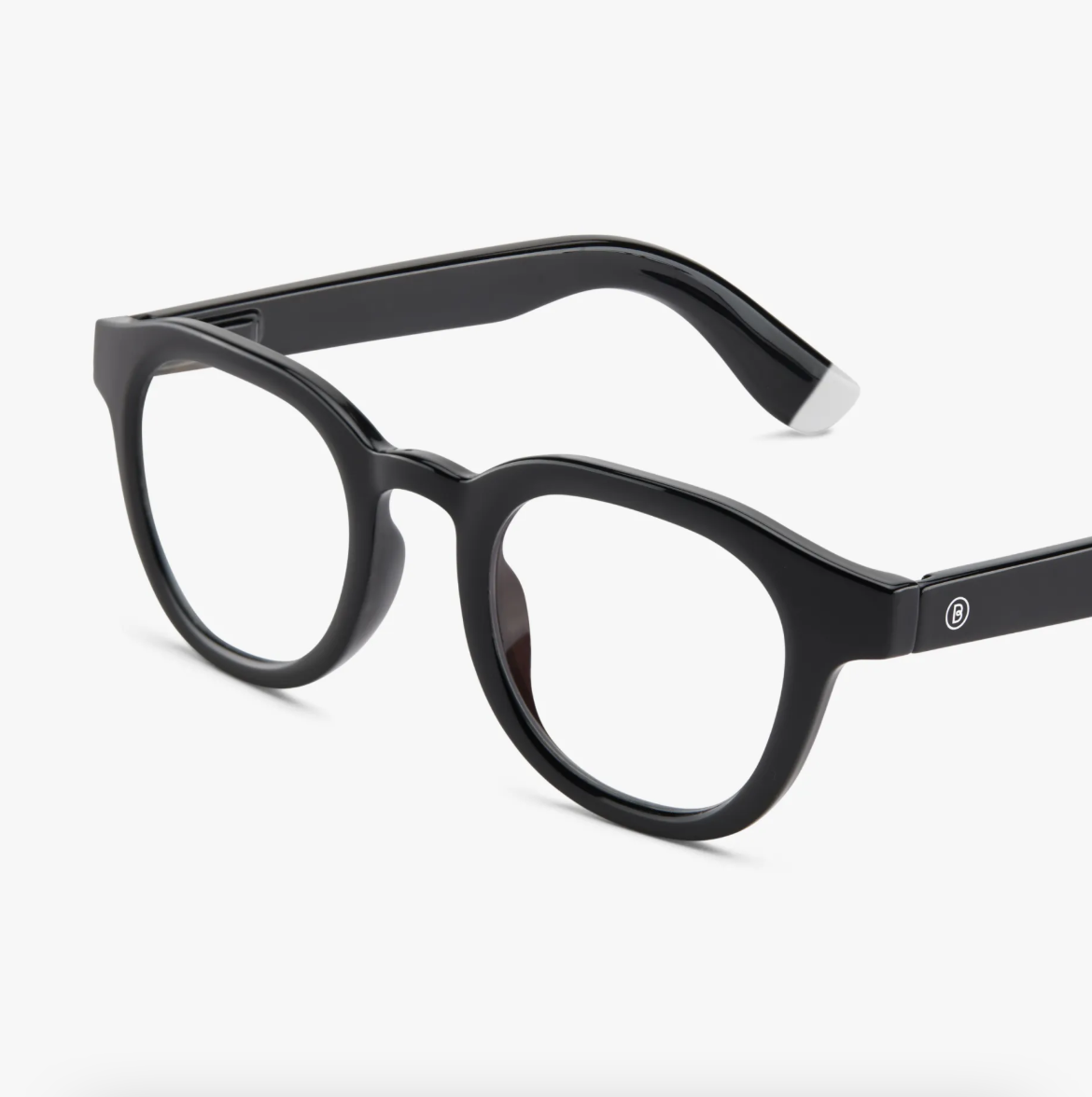 Side profile of Andy Glossy sunglasses by Barner, showcasing the sleek black finish.