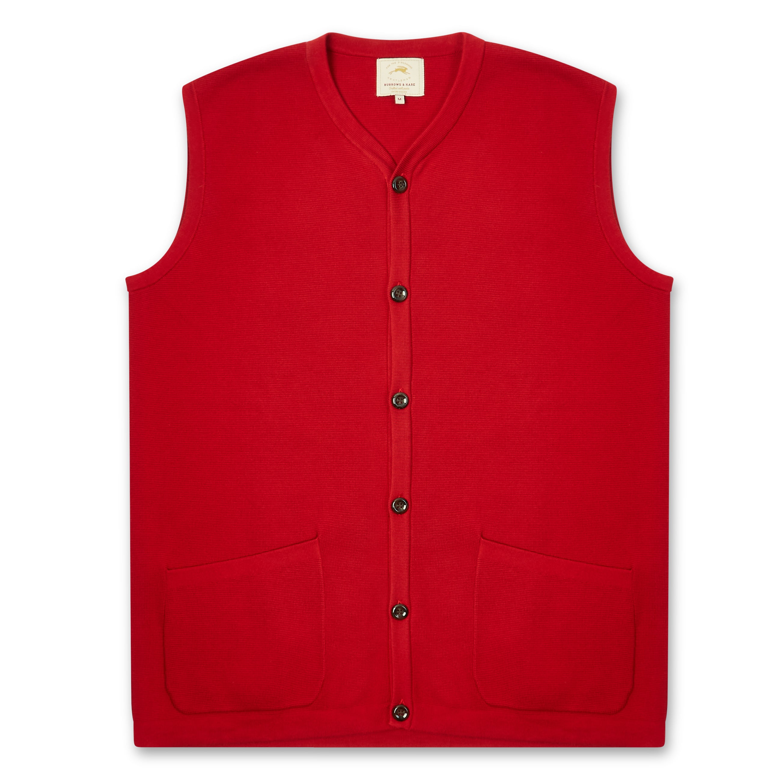 Mens Cotton Gilet Red