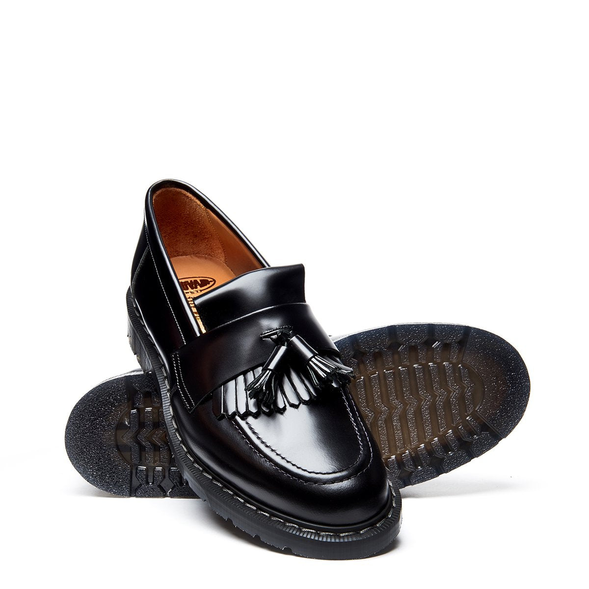 Solovair Tassel Loafer - Black Hi-Shine Solovair Original Sole Smoke - Burrows and Hare