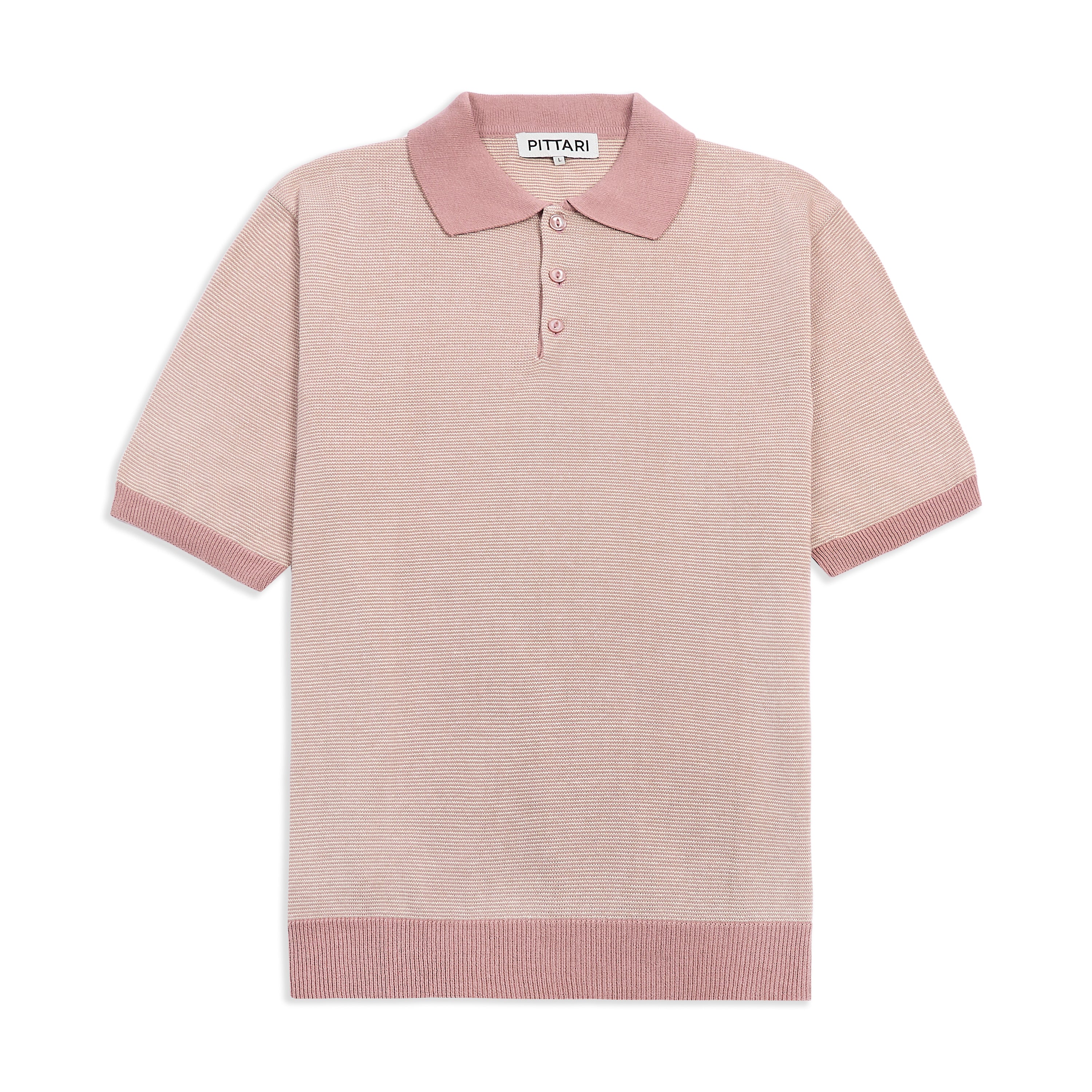 SS Polo Micro Stripe 12GG by Pittari, featuring a pink and ecru design.