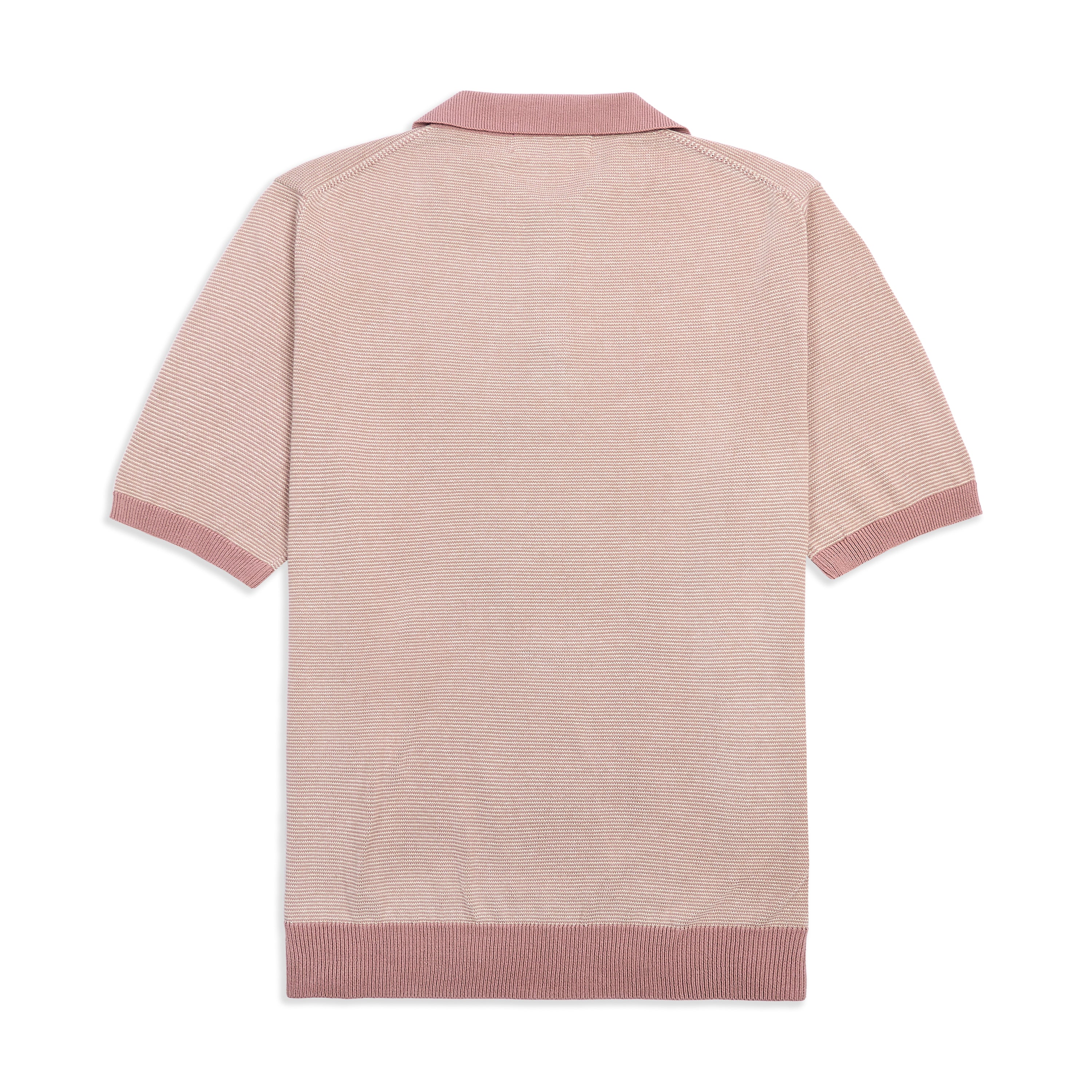 Detail of SS Polo Micro Stripe 12GG in pink/ecru by Pittari.