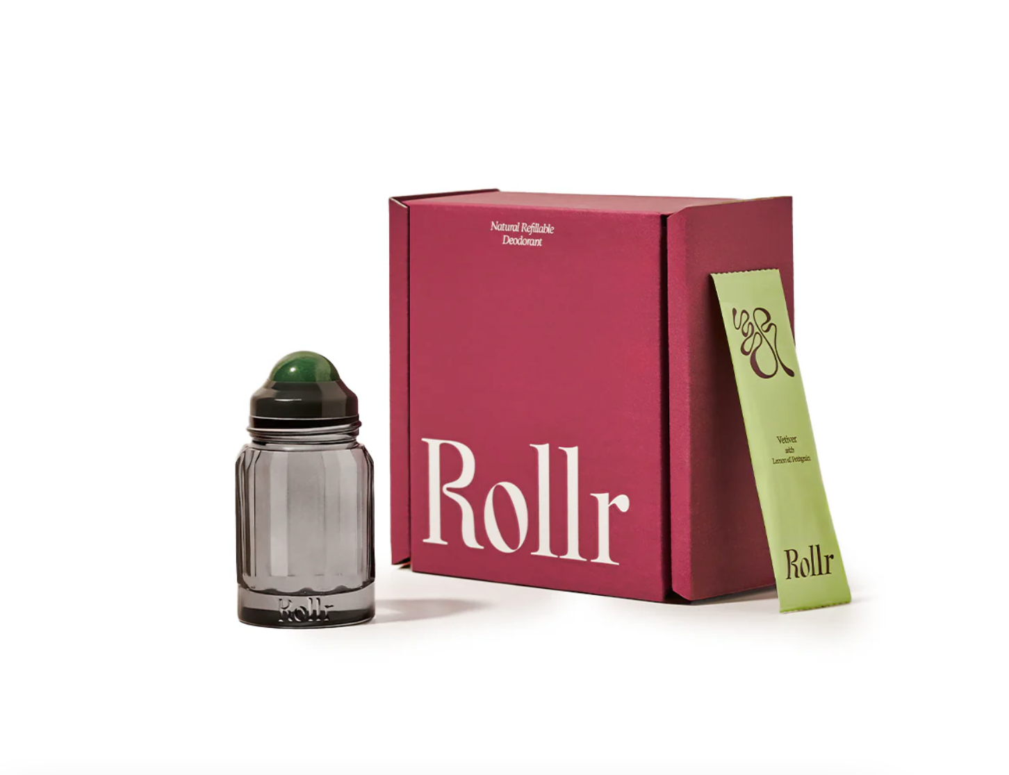Rollr Vetiver with Lemon & Petitgrain Deodorant with Green Aventurine Ball | Burrows & Hare