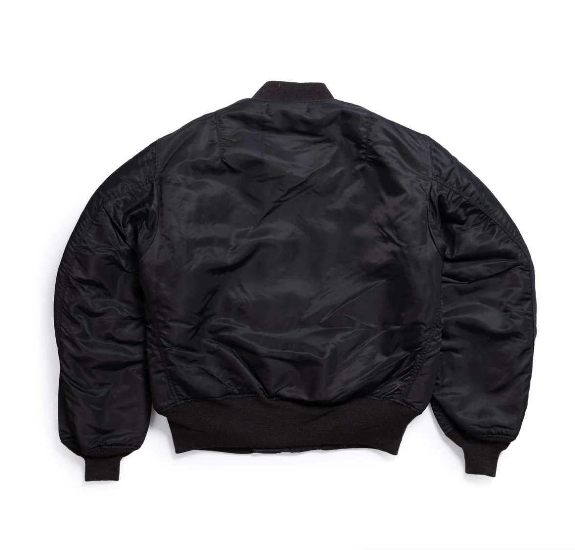Black MA-1 Albert Turner & Co Model by Buzz Rickson's, nylon, ribbed collar.