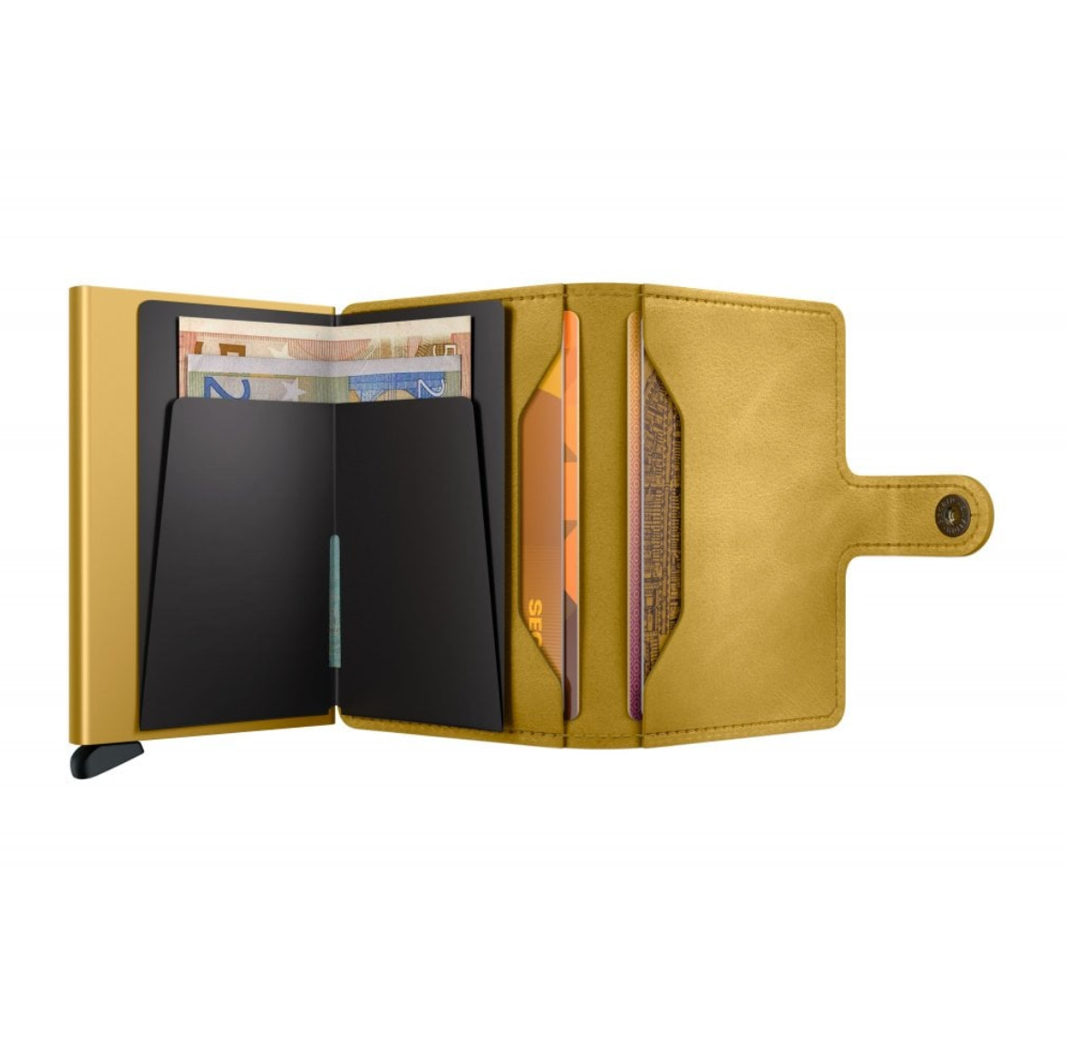 Secrid RFID Miniwallet in Full-Grain Vintage Leather Yellow — view 4 of 5 | Burrows & Hare