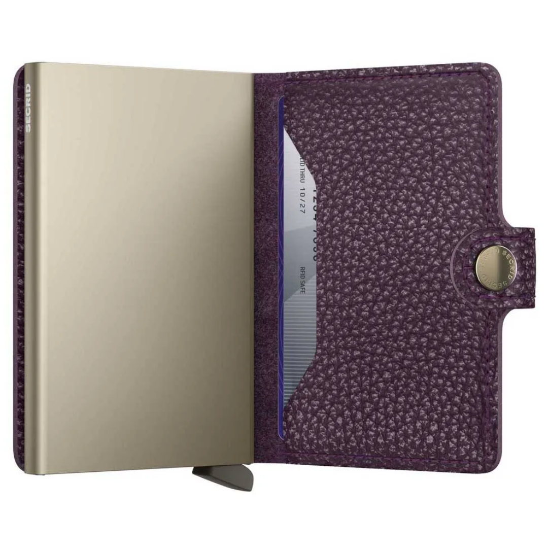 Secrid RFID Miniwallet in Pebble Grain Leather Grape — view 4 of 5 | Burrows & Hare