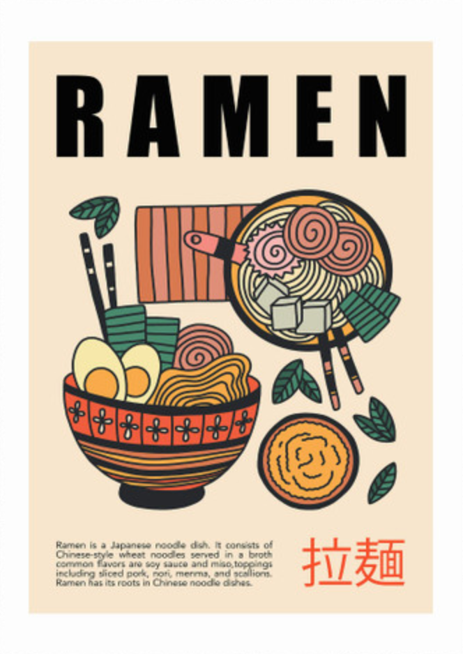Japanese Ramen art print, London-based publisher, intricate design