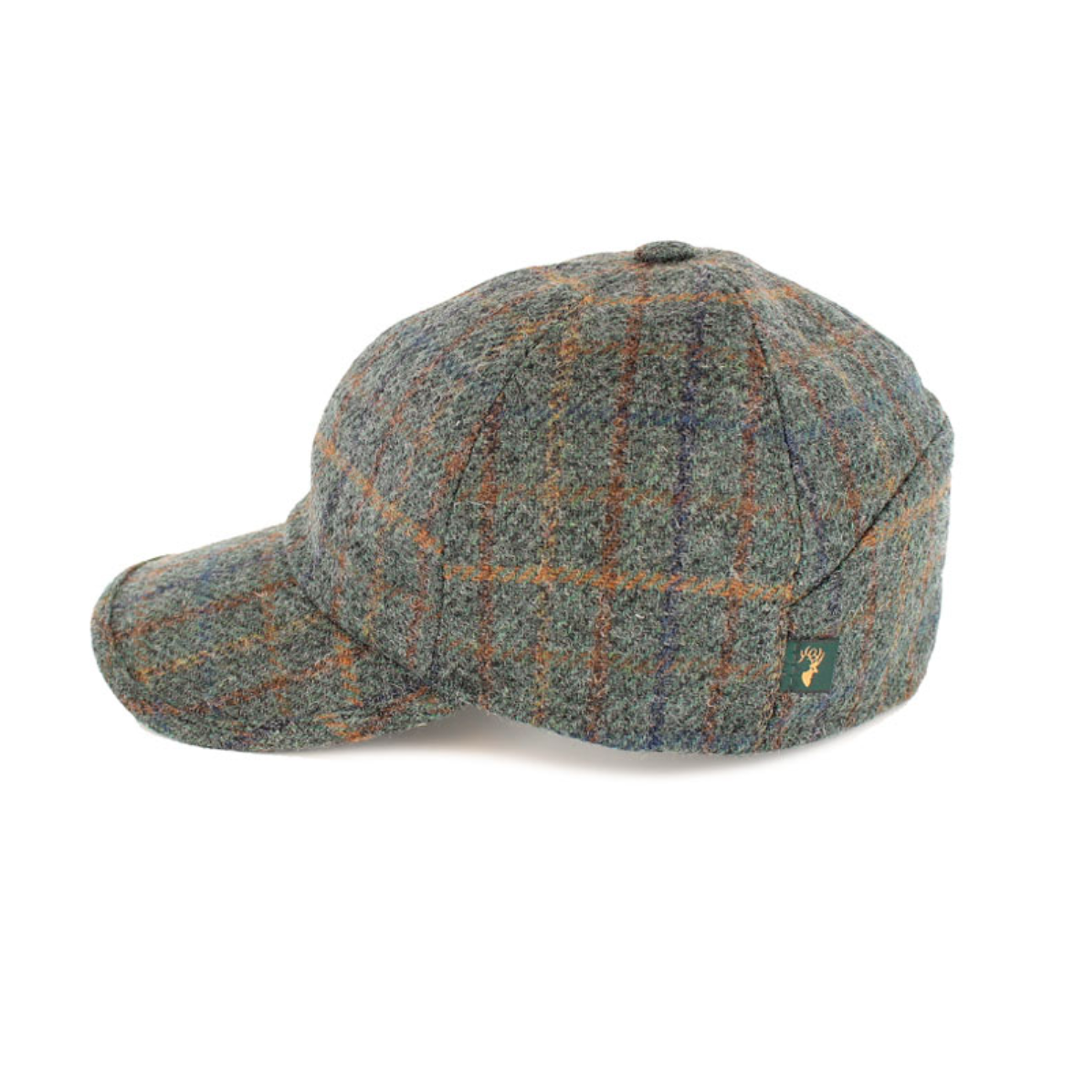 Baseball Cap in Blue Check by Mucros Weavers, crafted from premium wool tweed.
