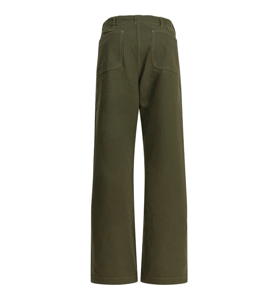 Close-up of USMC M-44 HBT Pants, featuring HBT cotton fabric by Buzz Rickson's.