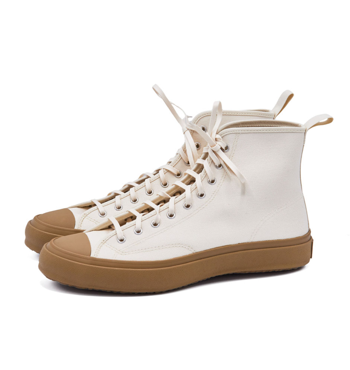 Vulcanised rubber sole detail of Hi Basket - Natural by Moonstar.