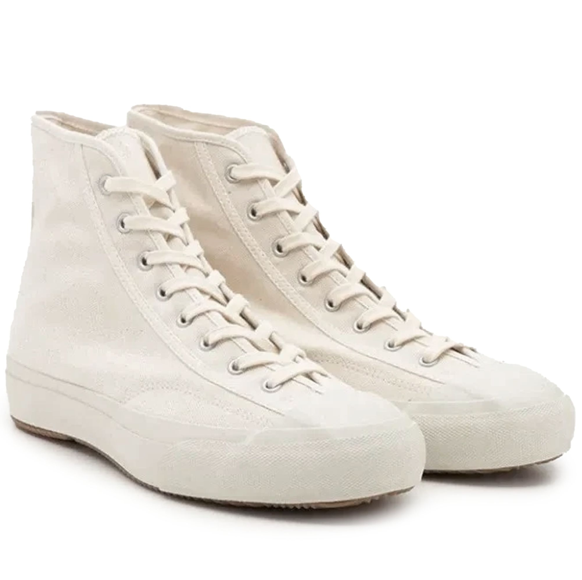 Close-up of Gym Classic Hi - White showing design details by Moonstar, handmade in Japan.