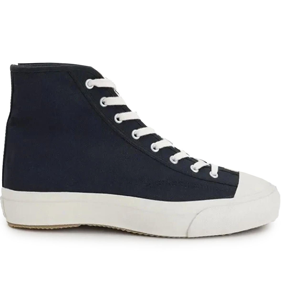 Sole tread pattern of Gym Classic Hi - Dark Navy by Moonstar, vulcanised rubber.