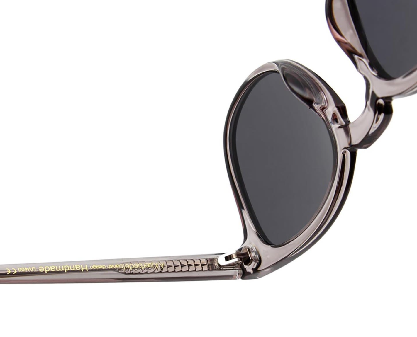 Unisex fit of Bate Grey Transparent sunglasses by A. Kjærbede, suitable for larger faces.