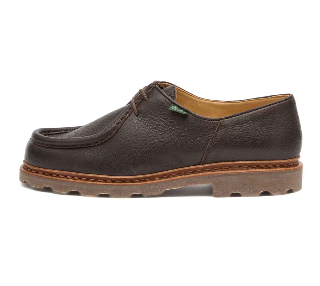Michael Marche Noix Cerf Marron by Paraboot in brown grain leather with natural rubber sole.