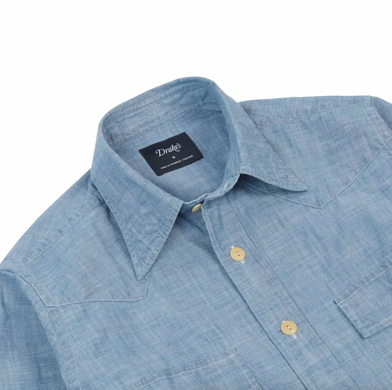 Drake's Chambray Western - Light Blue