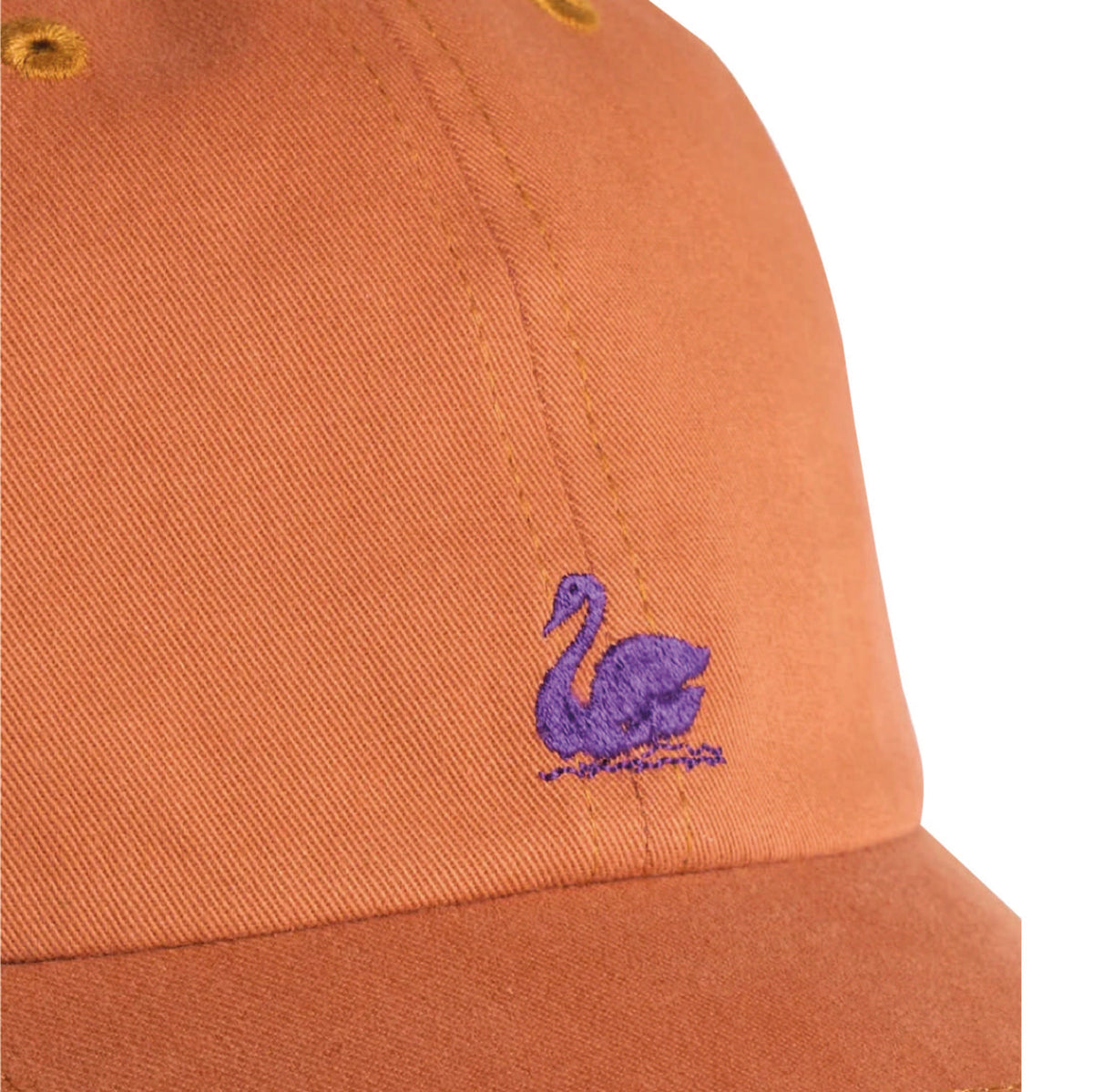 Merz b. Schwanen Swan Logo Cotton Twill Cap in Pumpkin – back view