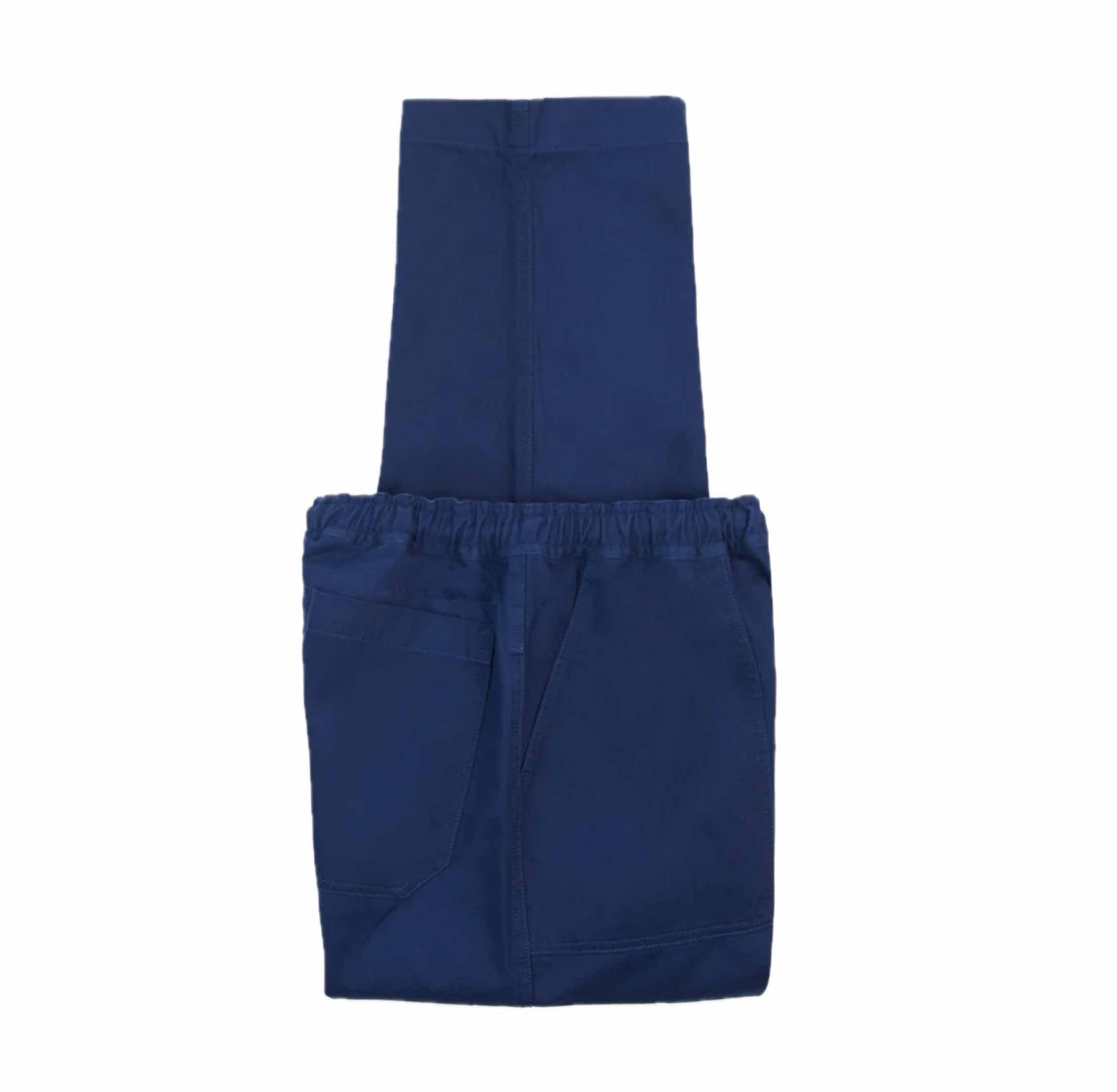 Navy Herringbone Twill Cotton Drawstring Trousers