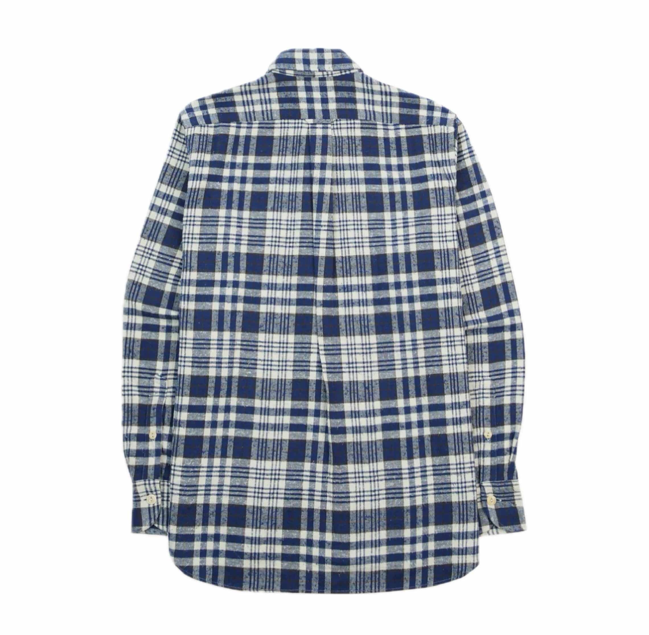 Blue Check Brushed Cotton Two-Pocket Work Shirt