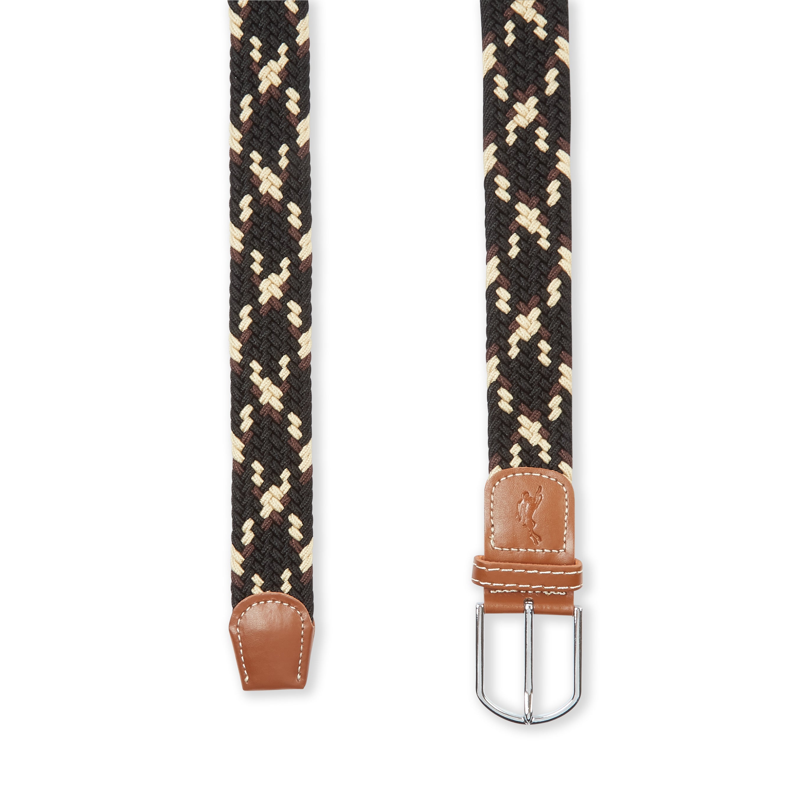  Woven Belt - Black, Brown & Ecru
